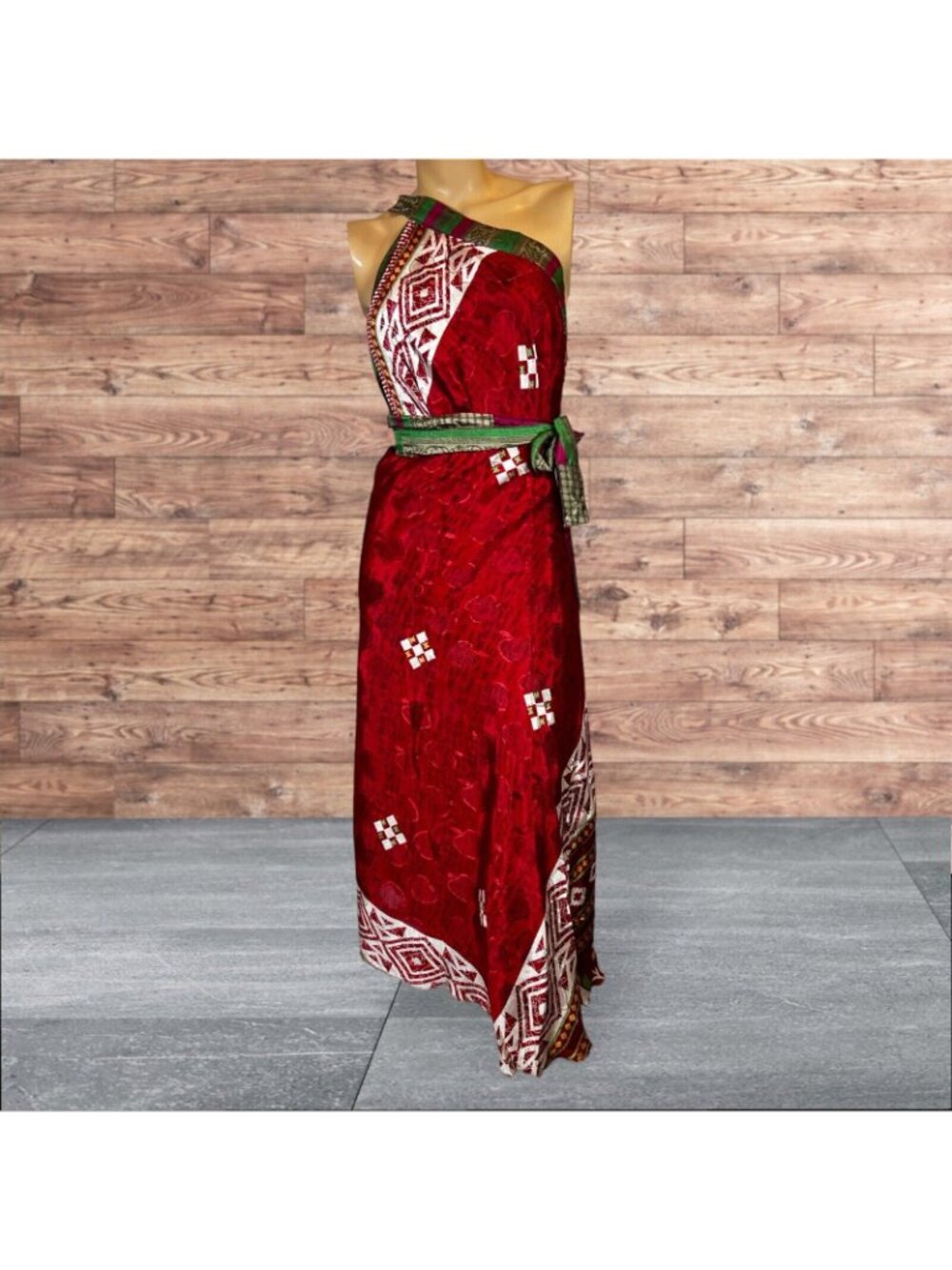 Boho Wrap Skirt Double Layer Sari One Size Multi Wear 36" Travel Resort Festival - Picture 4 of 7